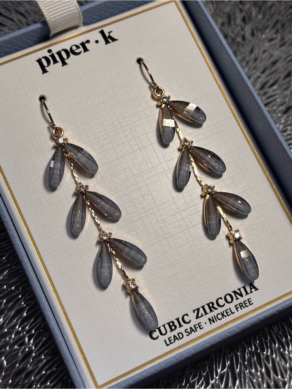 Piper K Cubic Zirconia Drop Earrings New in Box